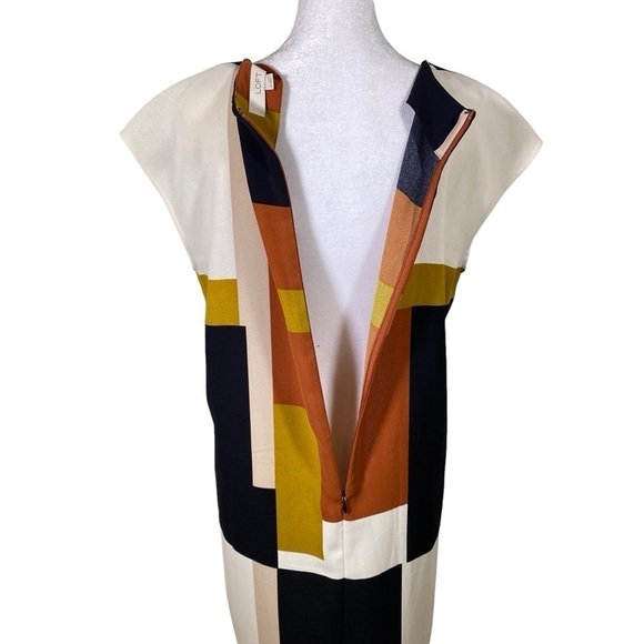 Loft Ann Taylor women's size Small color block midi sheath cap sleeve dress - Picture 6 of 8